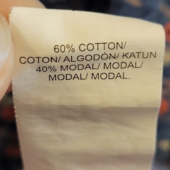 Lucky Brand Blue Floral 3/4 Sleeve With Slits Top Blouse - Picture 9 of 9